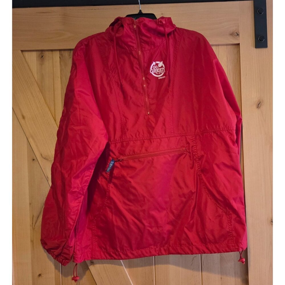 Vintage Size M Go Green Unicel Turfer Jacket Red 1/4 Zip Pocket